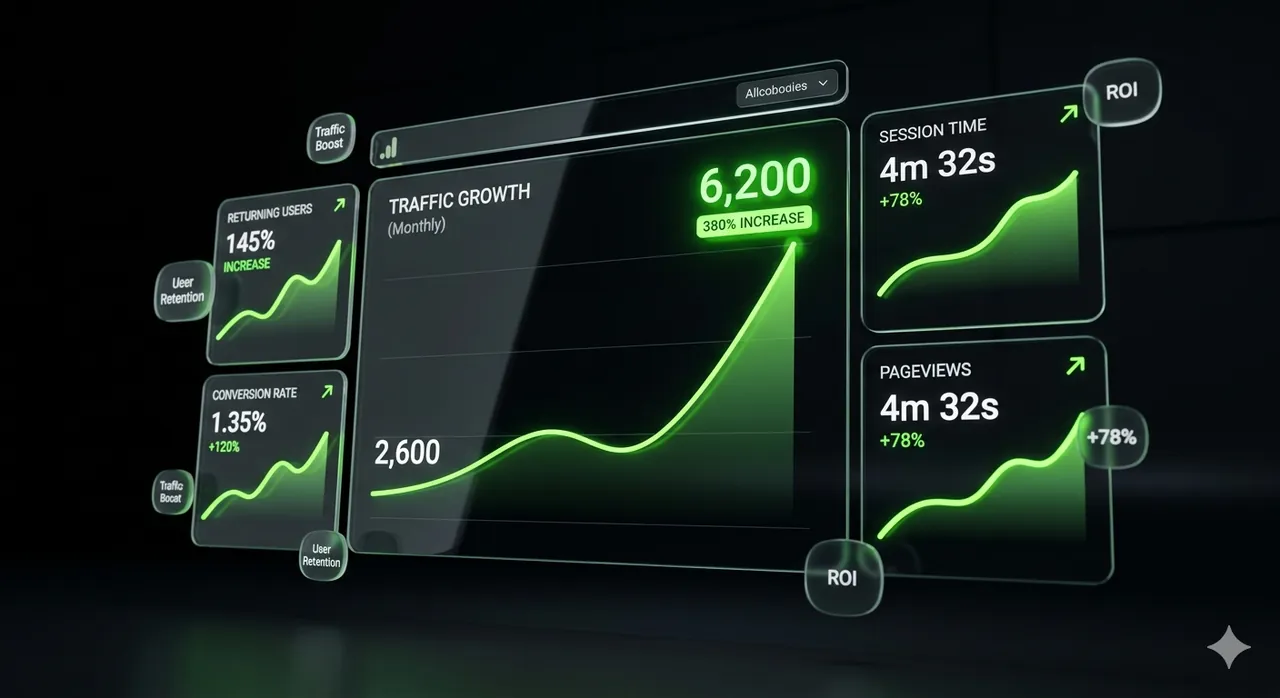 SEO traffic growth dashboard